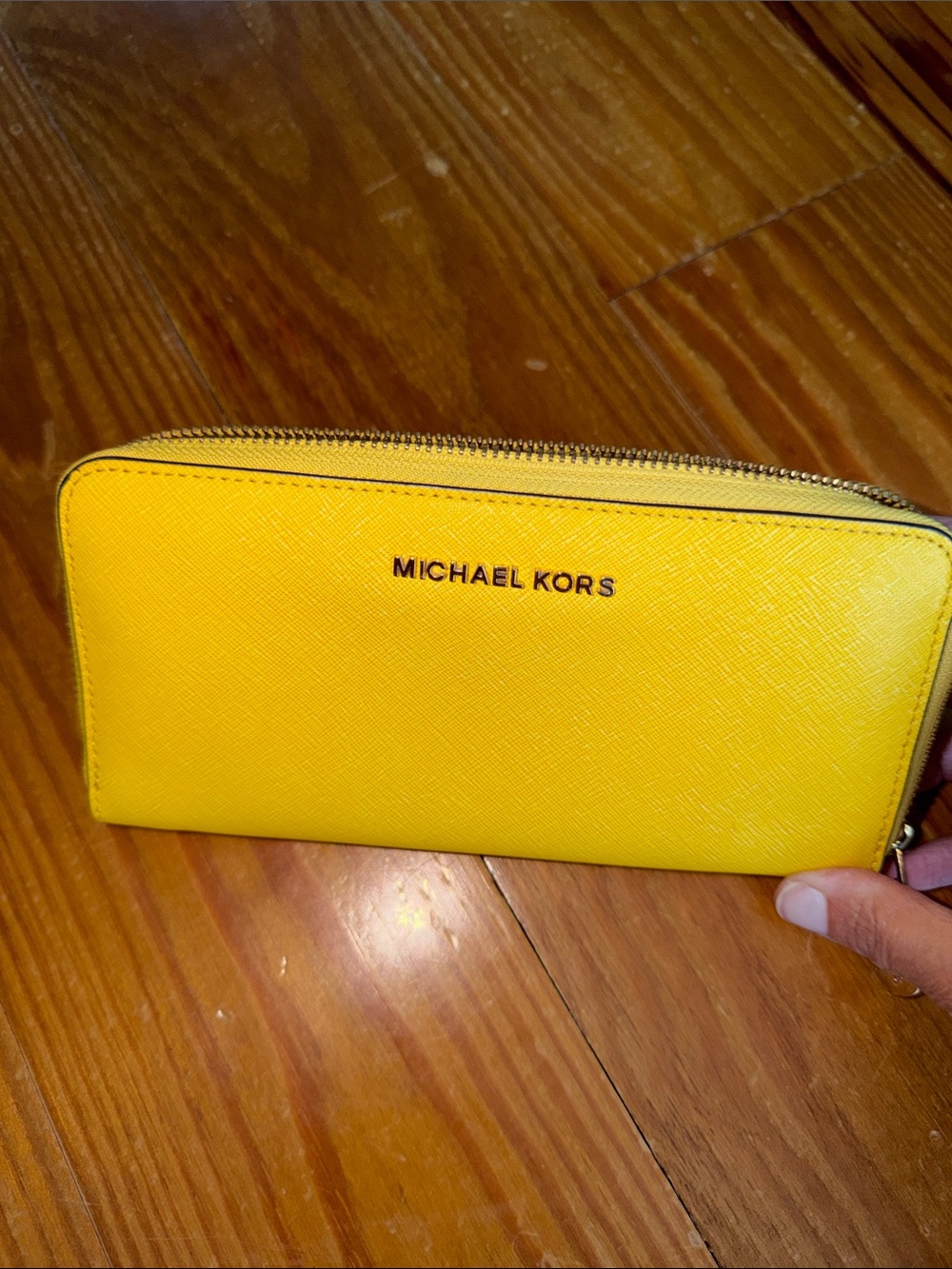 Michael Kors Bright Yellow Saffiano Zip-Around Wallet
